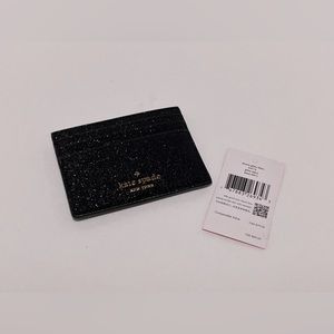 NWT kate spade black glitter card holder